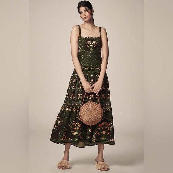 FARM Rio Dresses & Skirts - Anthropologie Farm Rio Flowers Arch Sleeveless Linen Blend Midi Dress M NWT